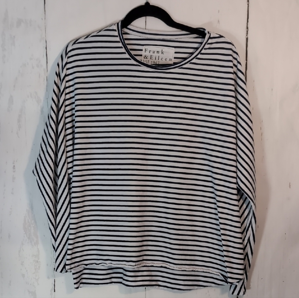 Frank & Eileen Navy and White Striped Shirt